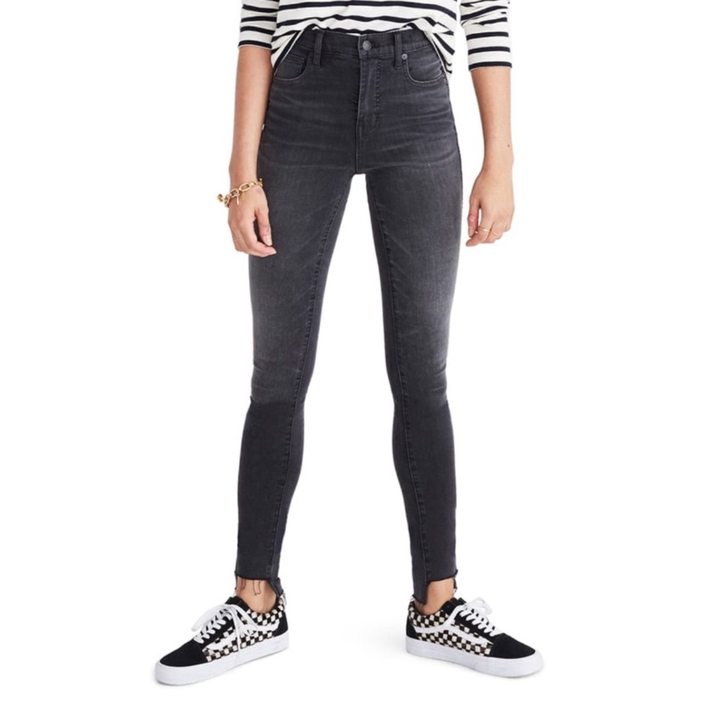Madewell black 10” rise cropped skinny jeans